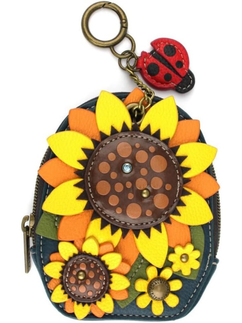 RFID Mini Coin Purse Keychain - Sunflower Card Holder & Accessory, 5.25